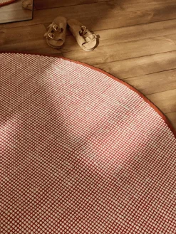 Redonda|Alfombras Rectangulares>Westwing Collection Alfombra redonda artesanal de lana Amaro Terracota, blanco crema