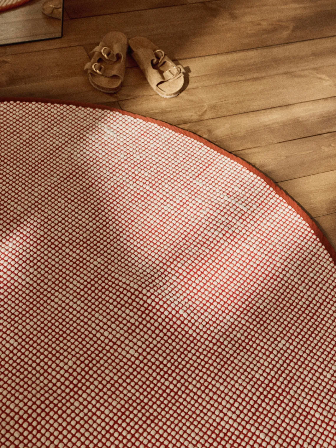 Redonda|Alfombras Rectangulares>Westwing Collection Alfombra redonda artesanal de lana Amaro Terracota, blanco crema