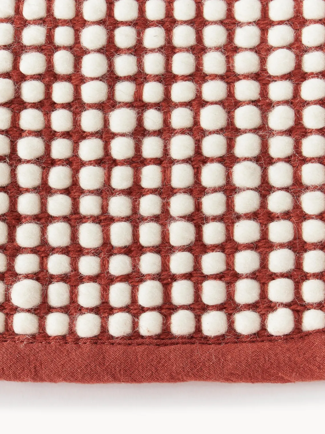 Redonda|Alfombras Rectangulares>Westwing Collection Alfombra redonda artesanal de lana Amaro Terracota, blanco crema