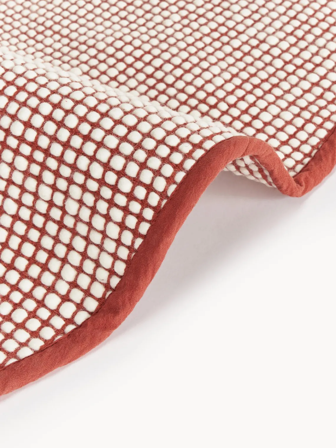 Redonda|Alfombras Rectangulares>Westwing Collection Alfombra redonda artesanal de lana Amaro Terracota, blanco crema