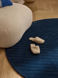 Redonda|Alfombras Rectangulares>Westwing Collection Alfombra redonda artesanal de lana Mason Azul oscuro