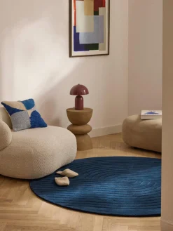 Redonda|Alfombras Rectangulares></noscript>Westwing Collection Alfombra redonda artesanal de lana Mason Azul oscuro