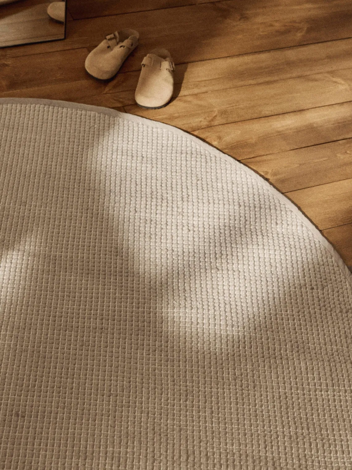 Redonda|Alfombras Rectangulares>Westwing Collection Alfombra redonda artesanal de lana Amaro Beige claro, blanco crema