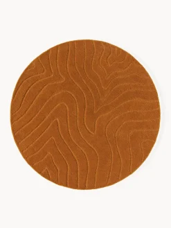 Redonda|Alfombras Rectangulares>Westwing Collection Alfombra redonda artesanal de lana Aaron Amarillo mostaza