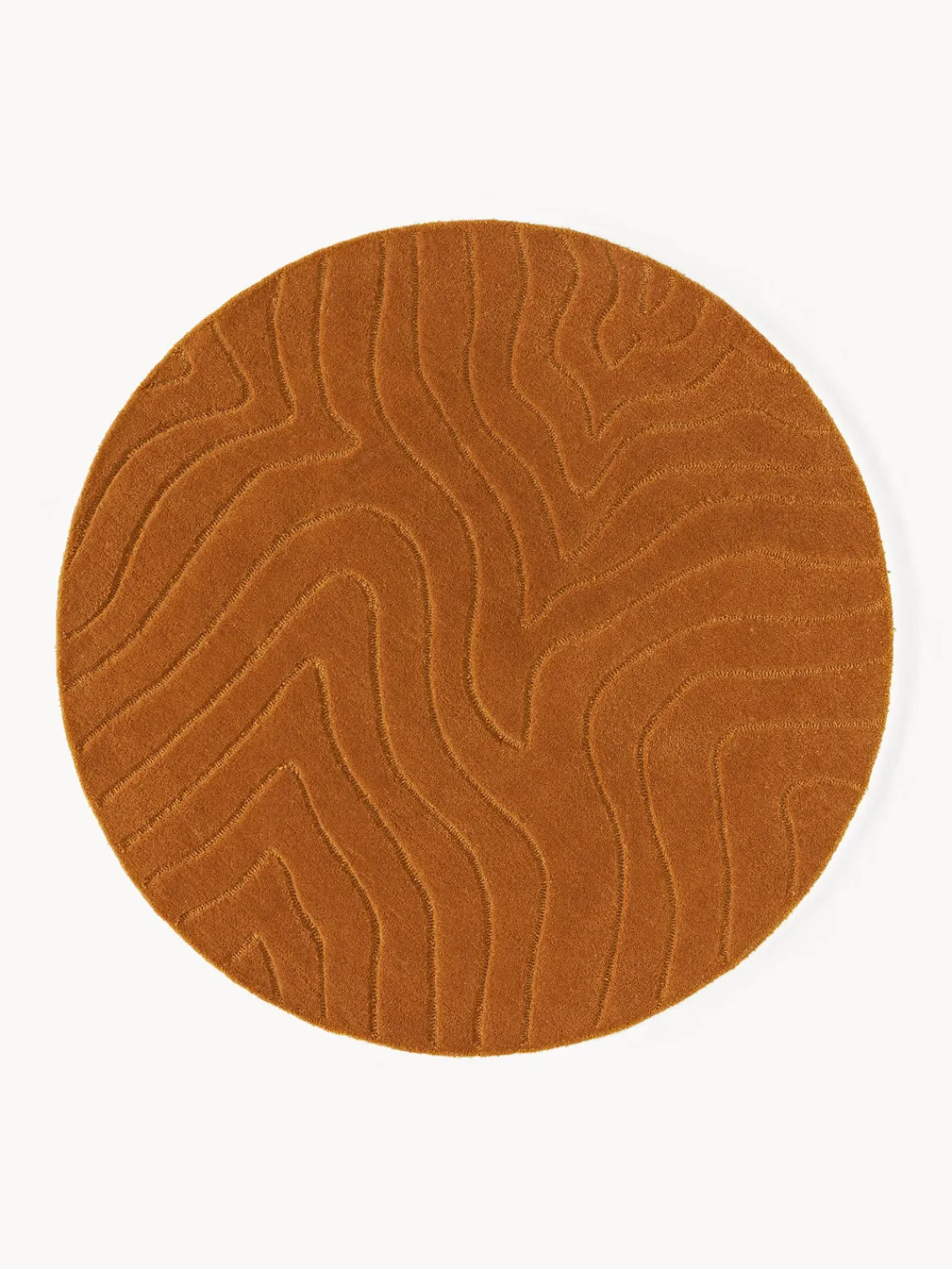 Redonda|Alfombras Rectangulares>Westwing Collection Alfombra redonda artesanal de lana Aaron Amarillo mostaza