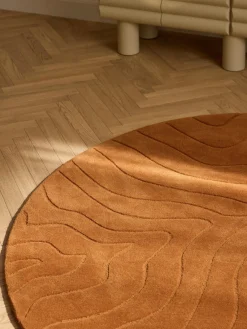 Redonda|Alfombras Rectangulares>Westwing Collection Alfombra redonda artesanal de lana Aaron Amarillo mostaza