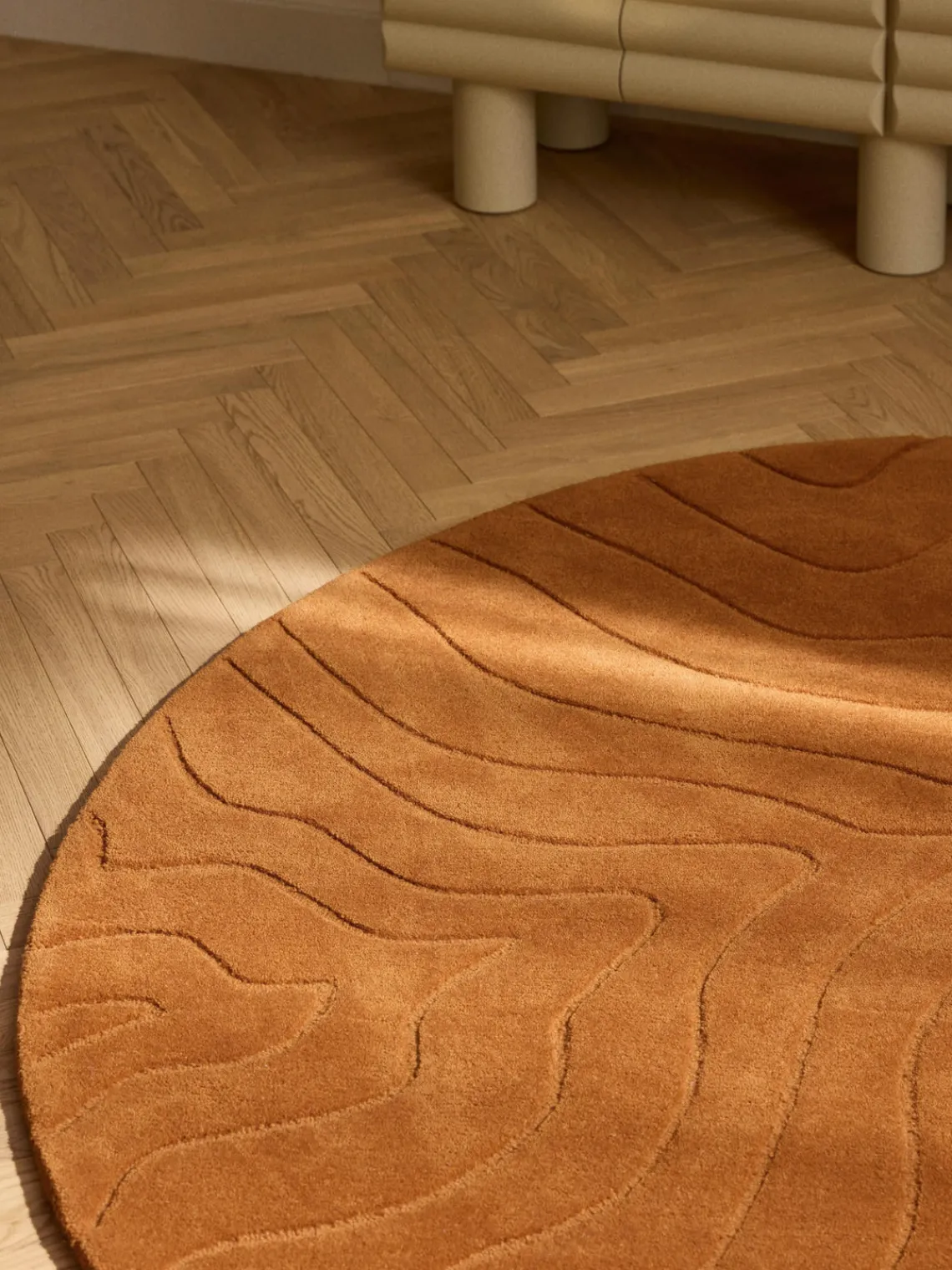 Redonda|Alfombras Rectangulares>Westwing Collection Alfombra redonda artesanal de lana Aaron Amarillo mostaza