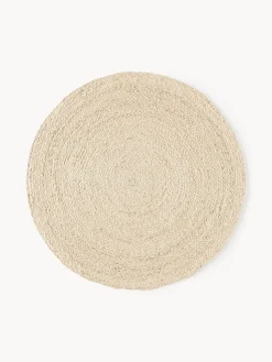 Redonda|Alfombras Rectangulares>Westwing Collection Alfombra redonda artesanal de yute Sharmila Blanco Off White