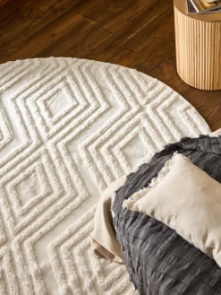 Redonda|Alfombras Rectangulares></noscript>Westwing Collection Alfombra redonda de algodón texturizada Ziggy