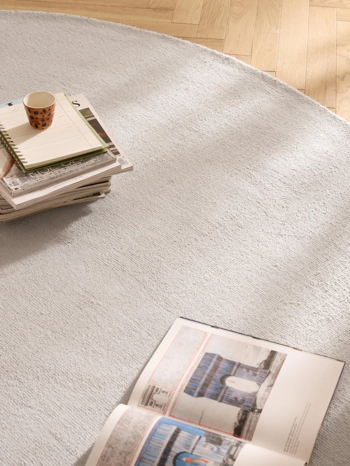 Redonda|Alfombras Rectangulares>Westwing Collection Alfombra redonda de algodón artesanal Lora Gris claro