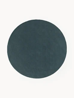 Redonda|Alfombras Rectangulares>Westwing Collection Alfombra redonda de algodón artesanal Lora Azul petróleo