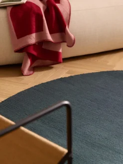 Redonda|Alfombras Rectangulares>Westwing Collection Alfombra redonda de algodón artesanal Lora Azul petróleo