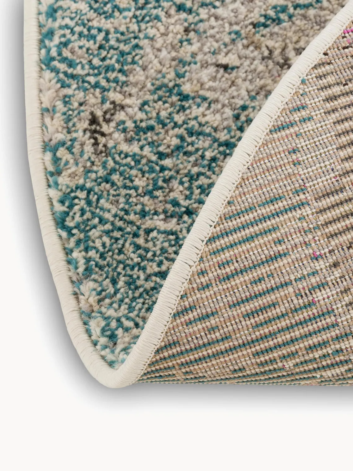 Redonda|Alfombras Rectangulares>Nourison Alfombra redonda de pelo corto de diseño Celestial Beige claro, multicolor