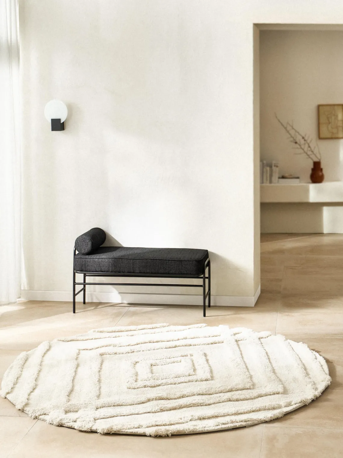 Alfombra redonda de pelo largo texturizada Magda Redonda|Alfombras Rectangulares