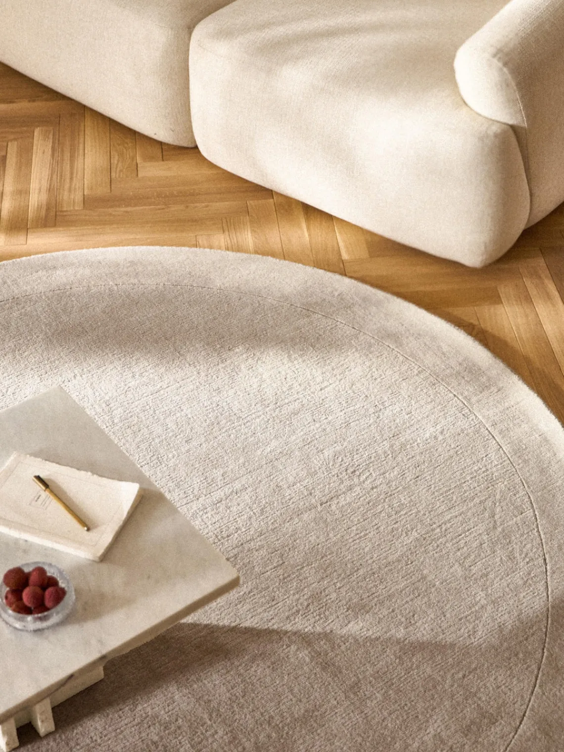 Redonda|Alfombras Rectangulares>Westwing Collection Alfombra redonda de pelo corto Kari Beige