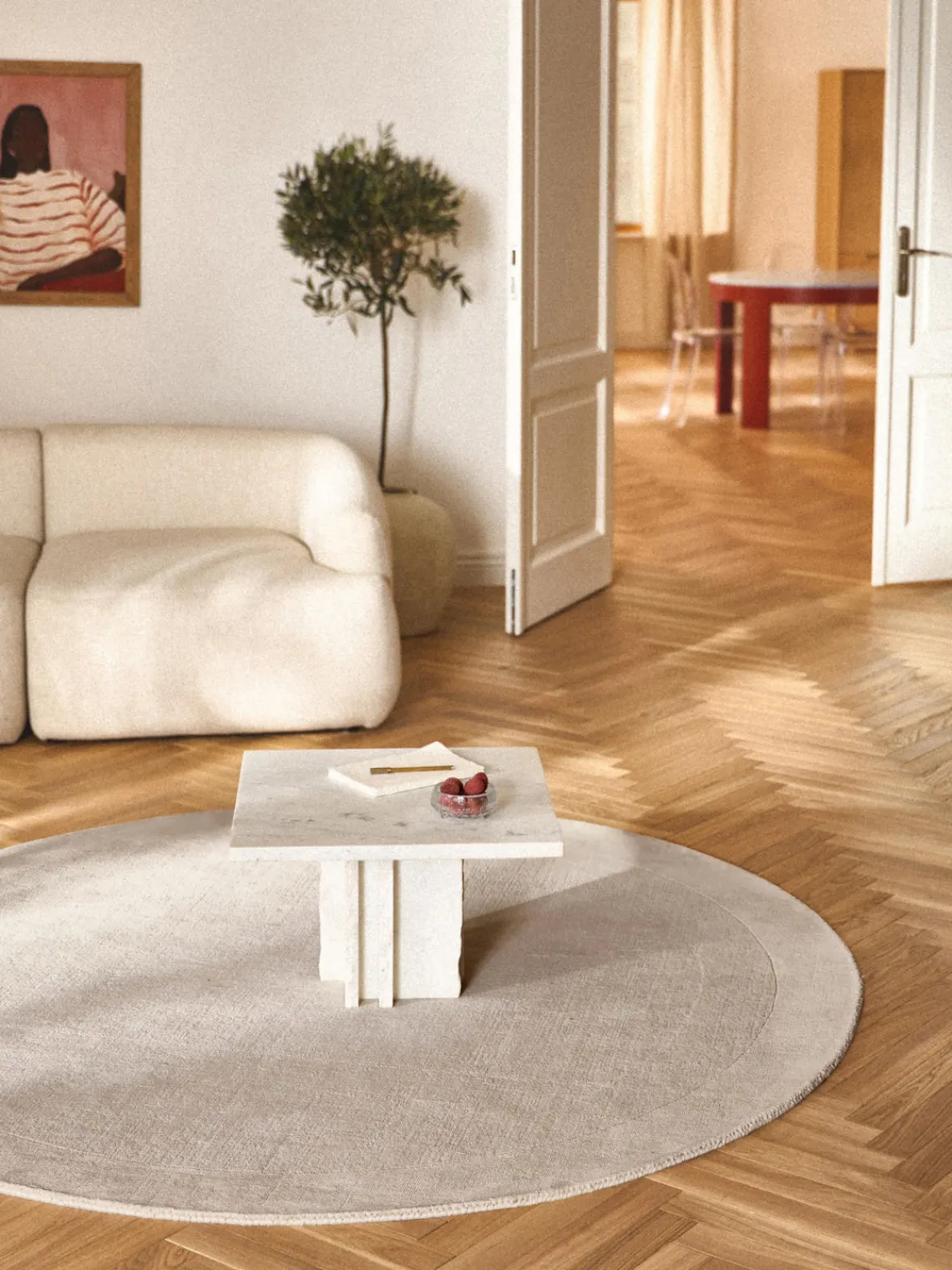 Redonda|Alfombras Rectangulares>Westwing Collection Alfombra redonda de pelo corto Kari Beige