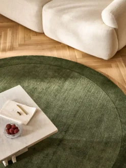 Redonda|Alfombras Rectangulares>Westwing Collection Alfombra redonda de pelo corto Kari Verde oscuro