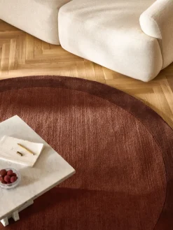 Redonda|Alfombras Rectangulares>Westwing Collection Alfombra redonda de pelo corto Kari Rojo óxido