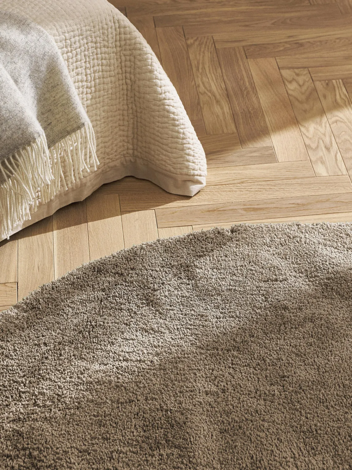 Redonda|Alfombras Rectangulares>Westwing Collection Alfombra redonda de pelo largo Leighton Marrón