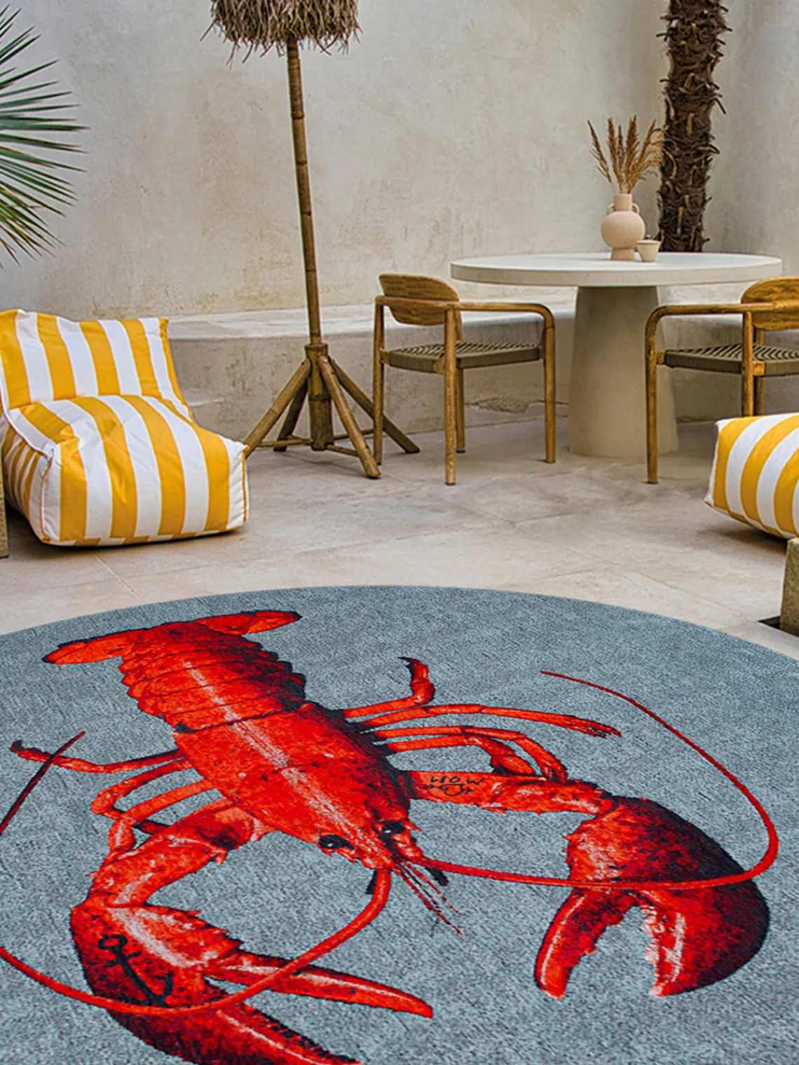 Redonda|Alfombras Rectangulares>Louis de Poortere Alfombra redonda de pelo corto Pop Rojo, gris azulado