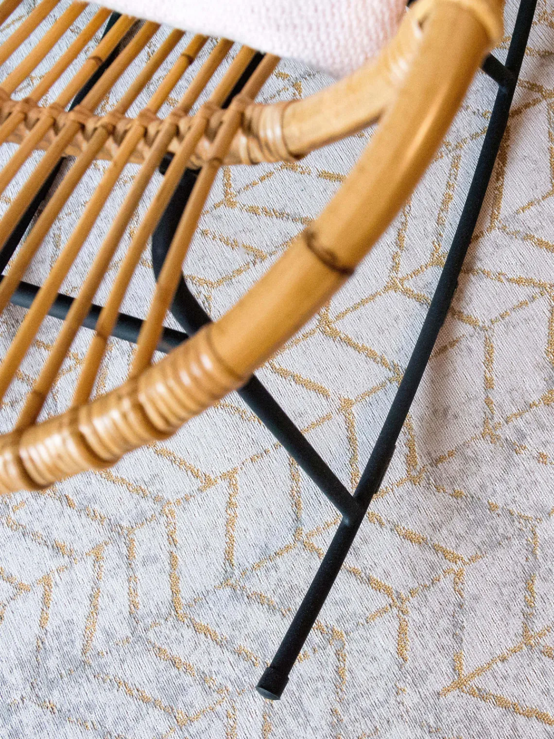 Redonda|Alfombras Rectangulares>Louis de Poortere Alfombra redonda de pelo corto Jacob’s Ladder Gris claro, dorado