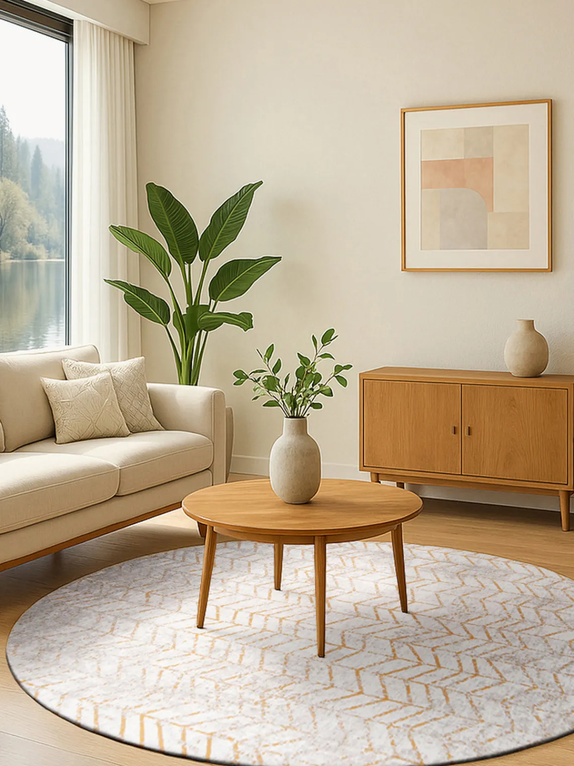 Redonda|Alfombras Rectangulares>Louis de Poortere Alfombra redonda de pelo corto Jacob’s Ladder Gris claro, dorado