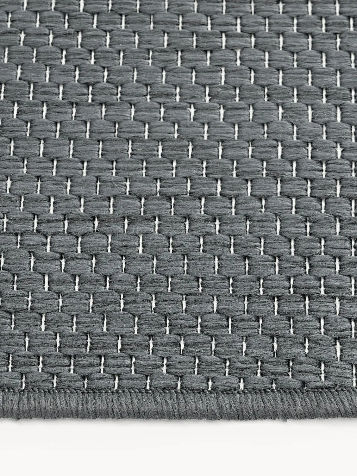 Alfombras De Exterior|Alfombras De Exterior>Westwing Collection Alfombra reversible redonda para interior y exterior Whitby Gris oscuro, blanco Off White