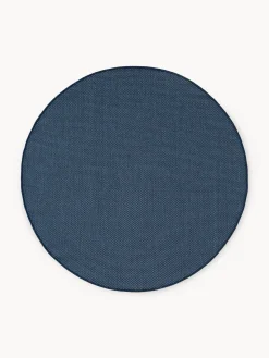 Alfombras De Exterior|Alfombras De Exterior>Westwing Collection Alfombra reversible redonda para interior y exterior Whitby Azul oscuro, blanco Off White