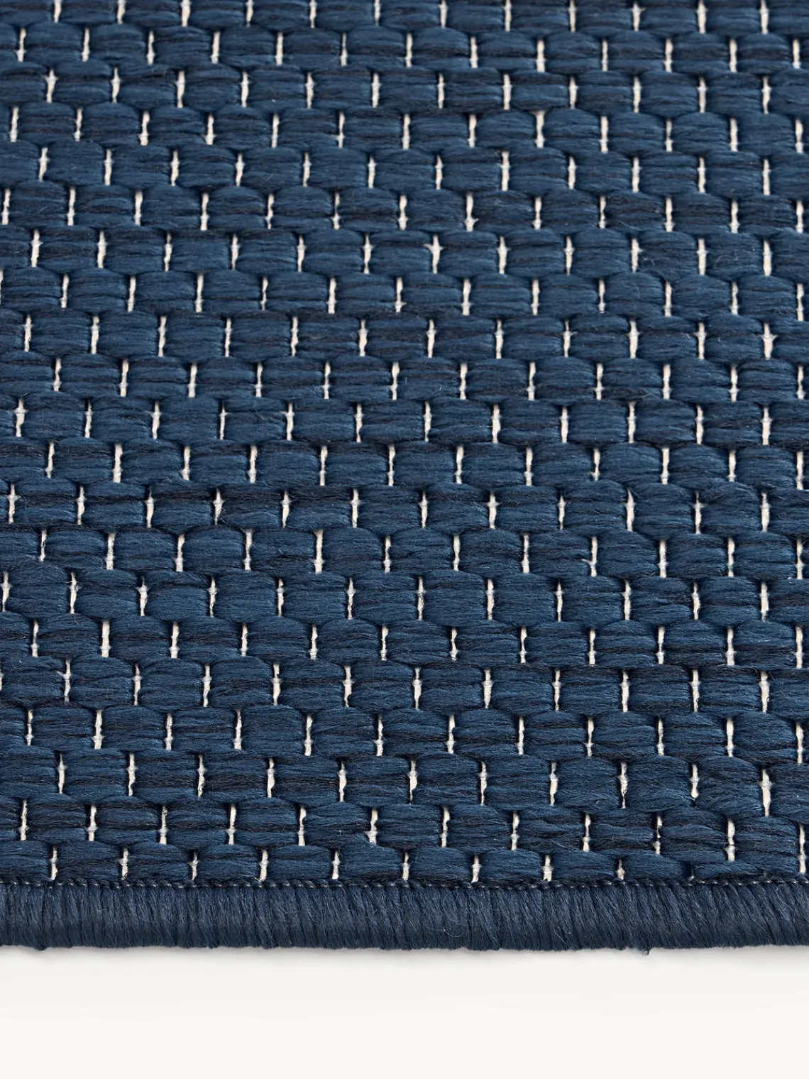 Alfombras De Exterior|Alfombras De Exterior>Westwing Collection Alfombra reversible redonda para interior y exterior Whitby Azul oscuro, blanco Off White