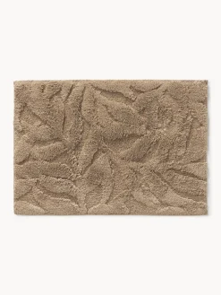 Alfombras De Baño|Mantas>Westwing Collection Alfombrilla de baño antideslizante con diseño en relieve Leaf Beige