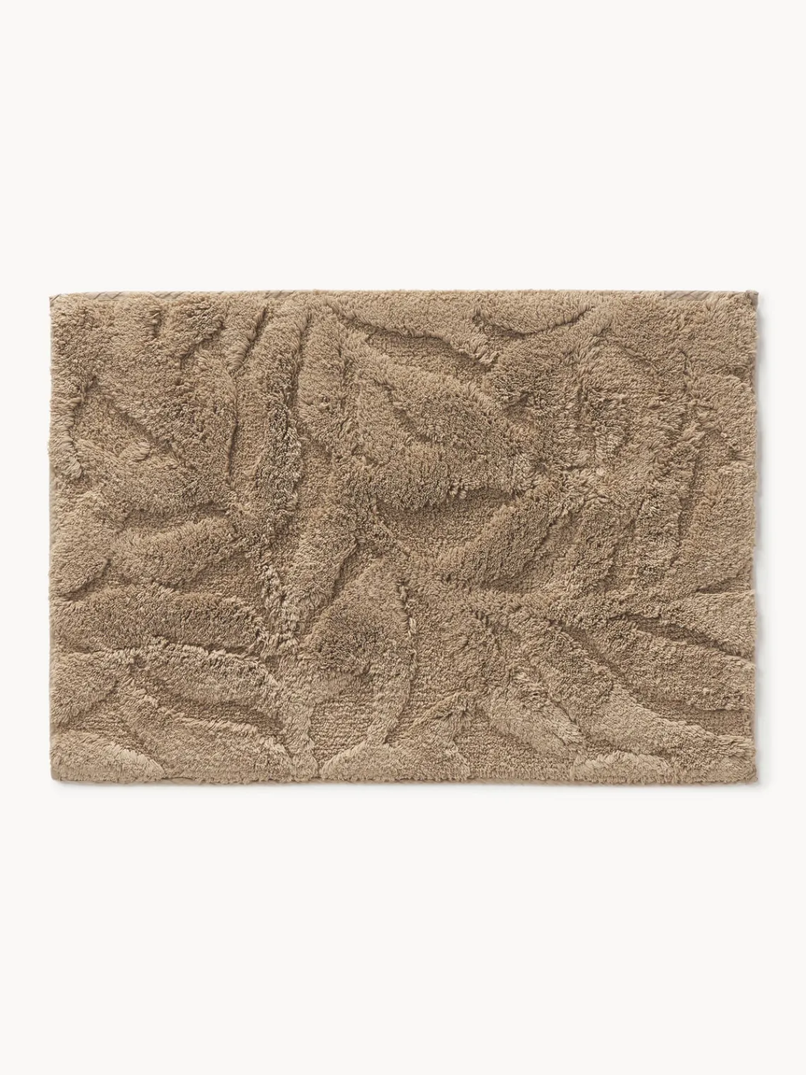 Alfombras De Baño|Mantas>Westwing Collection Alfombrilla de baño antideslizante con diseño en relieve Leaf Beige