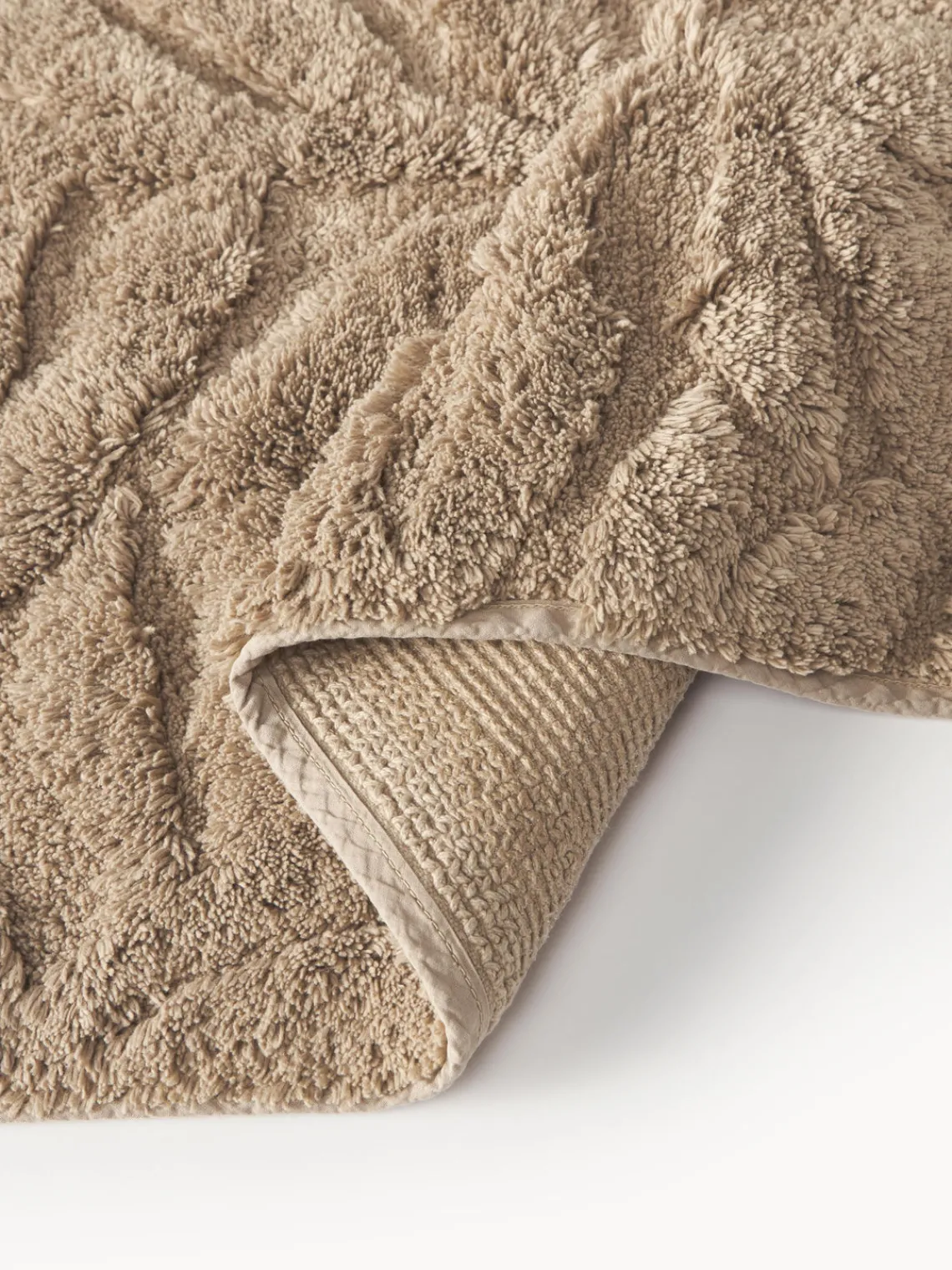 Alfombras De Baño|Mantas>Westwing Collection Alfombrilla de baño antideslizante con diseño en relieve Leaf Beige