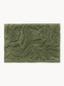 Alfombras De Baño|Mantas>Westwing Collection Alfombrilla de baño antideslizante con diseño en relieve Leaf Verde oscuro