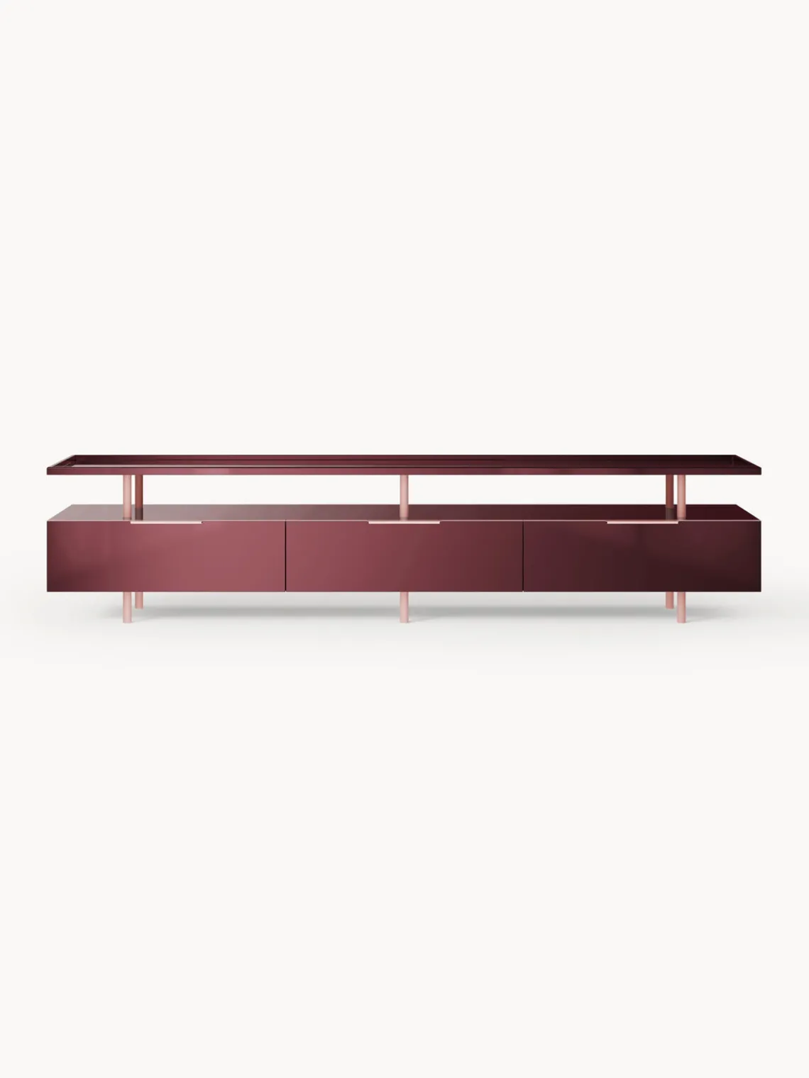 Muebles De Tv|Muebles De Tv>Westwing Collection Aparador de alto brillo Lenne Rojo vino, rosa claro