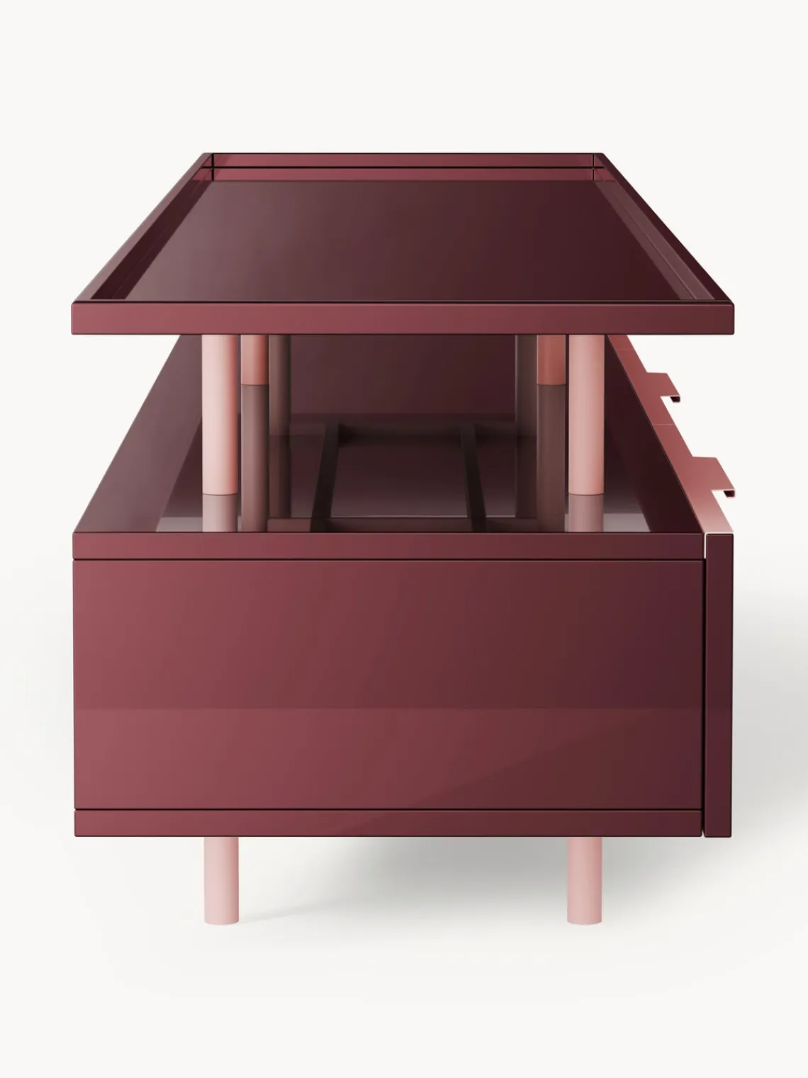 Muebles De Tv|Muebles De Tv>Westwing Collection Aparador de alto brillo Lenne Rojo vino, rosa claro