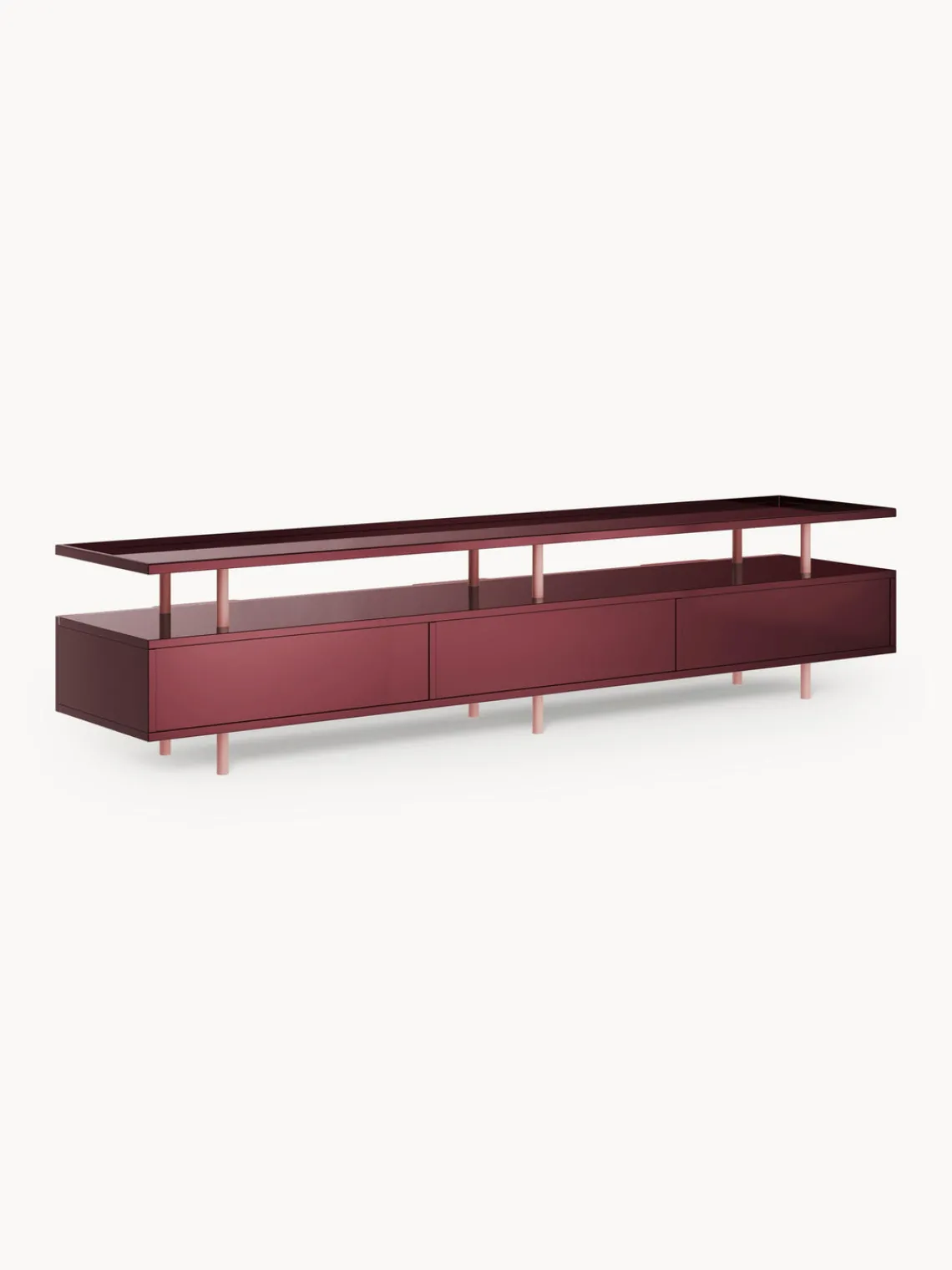Muebles De Tv|Muebles De Tv>Westwing Collection Aparador de alto brillo Lenne Rojo vino, rosa claro