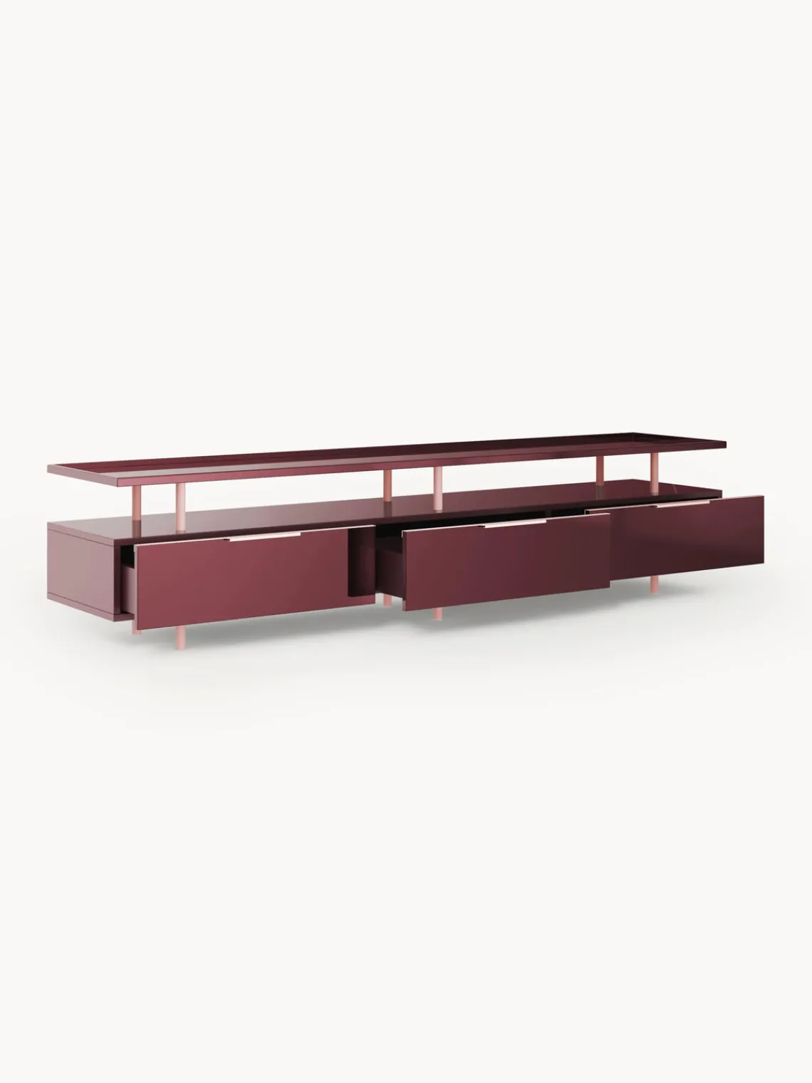 Muebles De Tv|Muebles De Tv>Westwing Collection Aparador de alto brillo Lenne Rojo vino, rosa claro