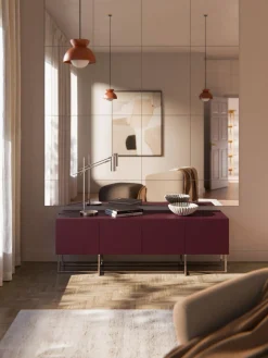 Muebles De Tv|Muebles De Tv>Westwing Collection Aparador de madera Joe Rojo vino, plateado