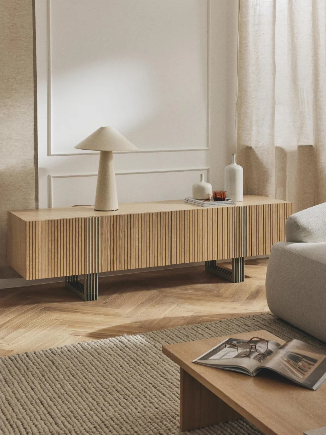 Muebles De Tv|Muebles De Tv>Westwing Collection Aparador de madera Ross Madera de roble lacado en claro