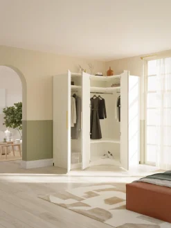 Armarios Esquineros|Armarios Modulares>Westwing Collection Armario esquinero modular Simone, 3 puertas (165 cm), variantes diferentes Madera, beige