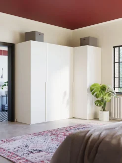 Armarios Esquineros|Armarios Modulares>Westwing Collection Armario esquinero modular Leon, 4 puertas (215 cm), diferentes variantes Blanco