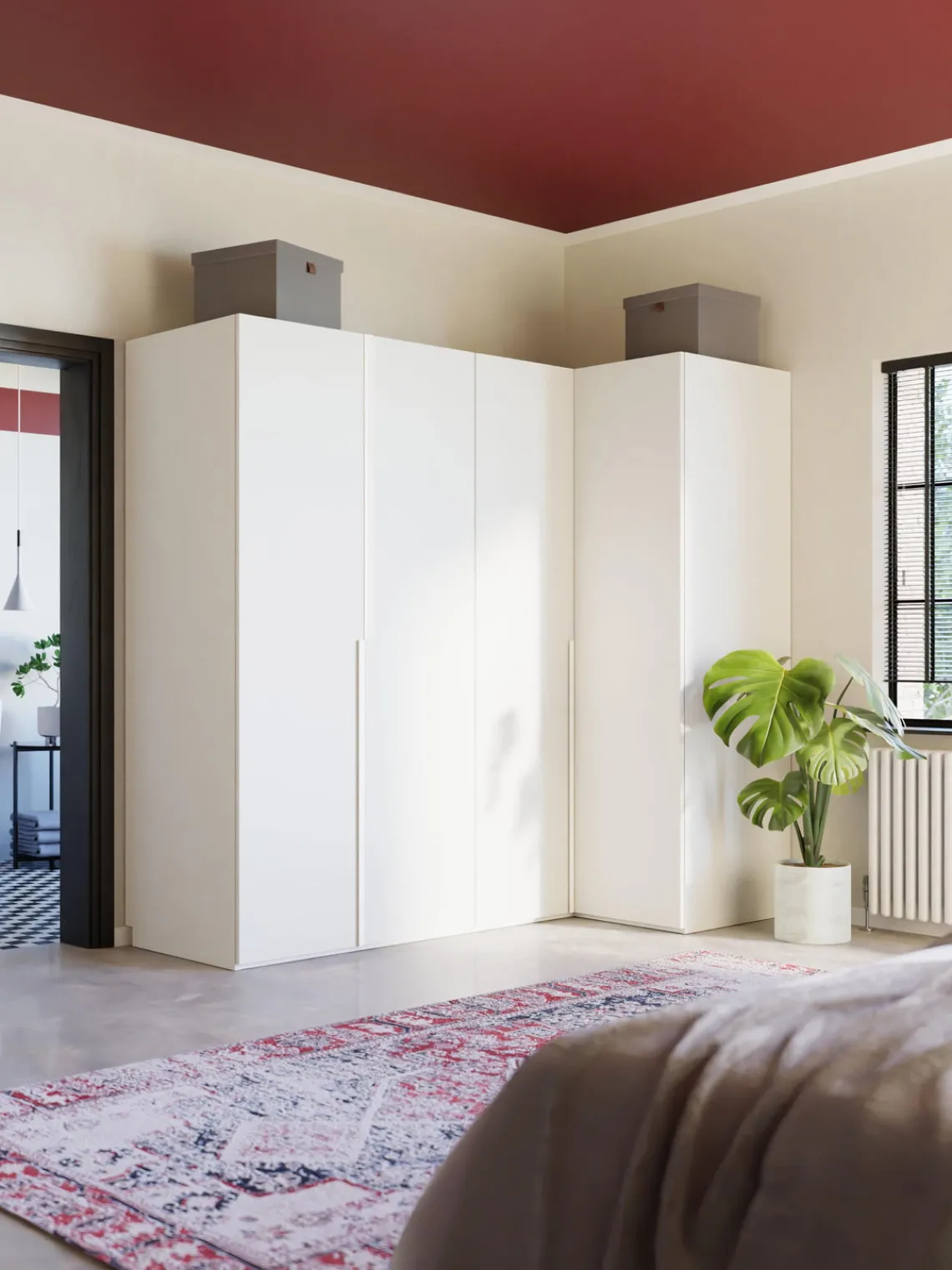 Armarios Esquineros|Armarios Modulares>Westwing Collection Armario esquinero modular Leon, 4 puertas (215 cm), diferentes variantes Blanco