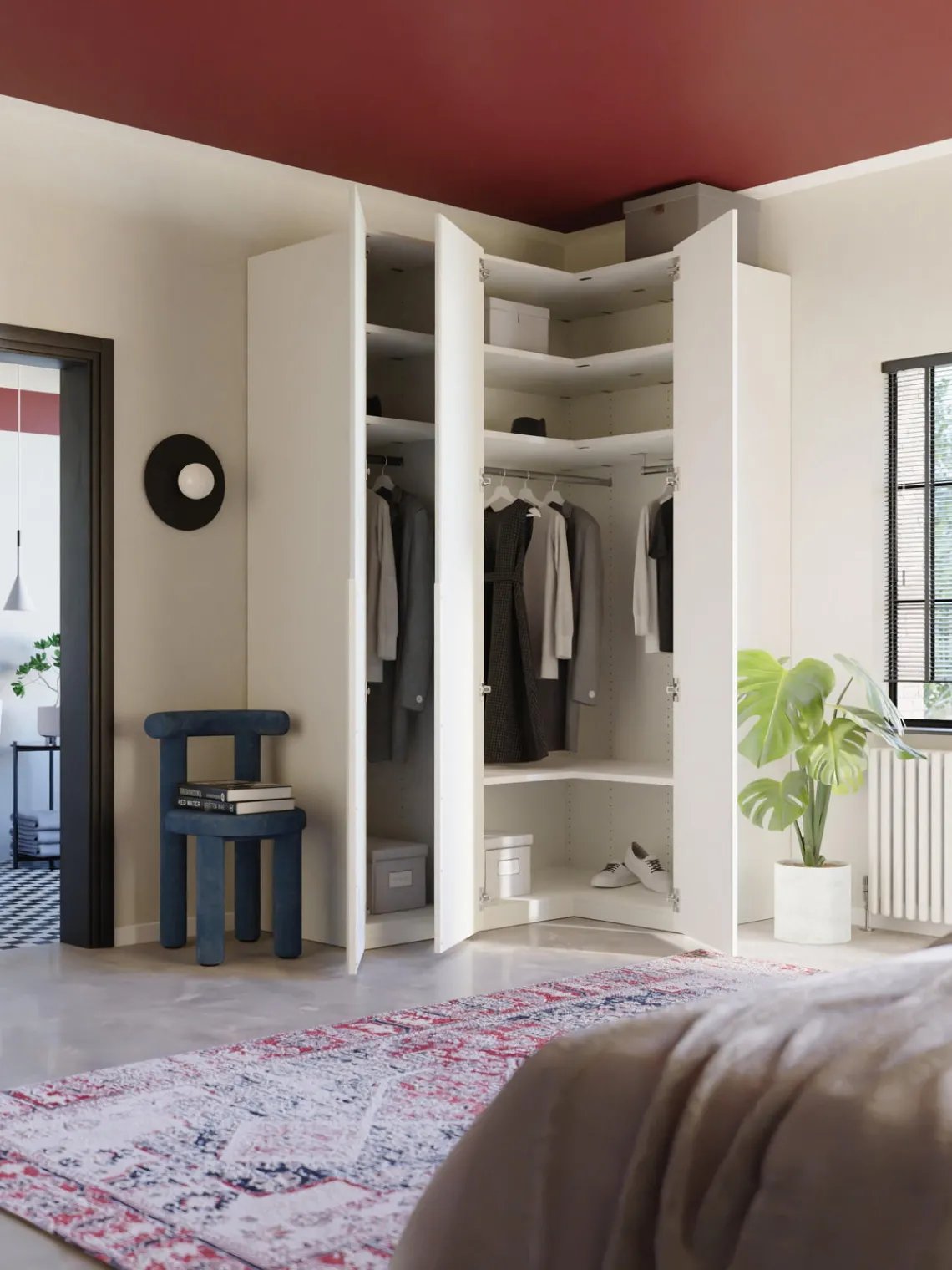 Armarios Esquineros|Armarios Modulares>Westwing Collection Armario esquinero modular Leon, 4 puertas (215 cm), diferentes variantes Blanco