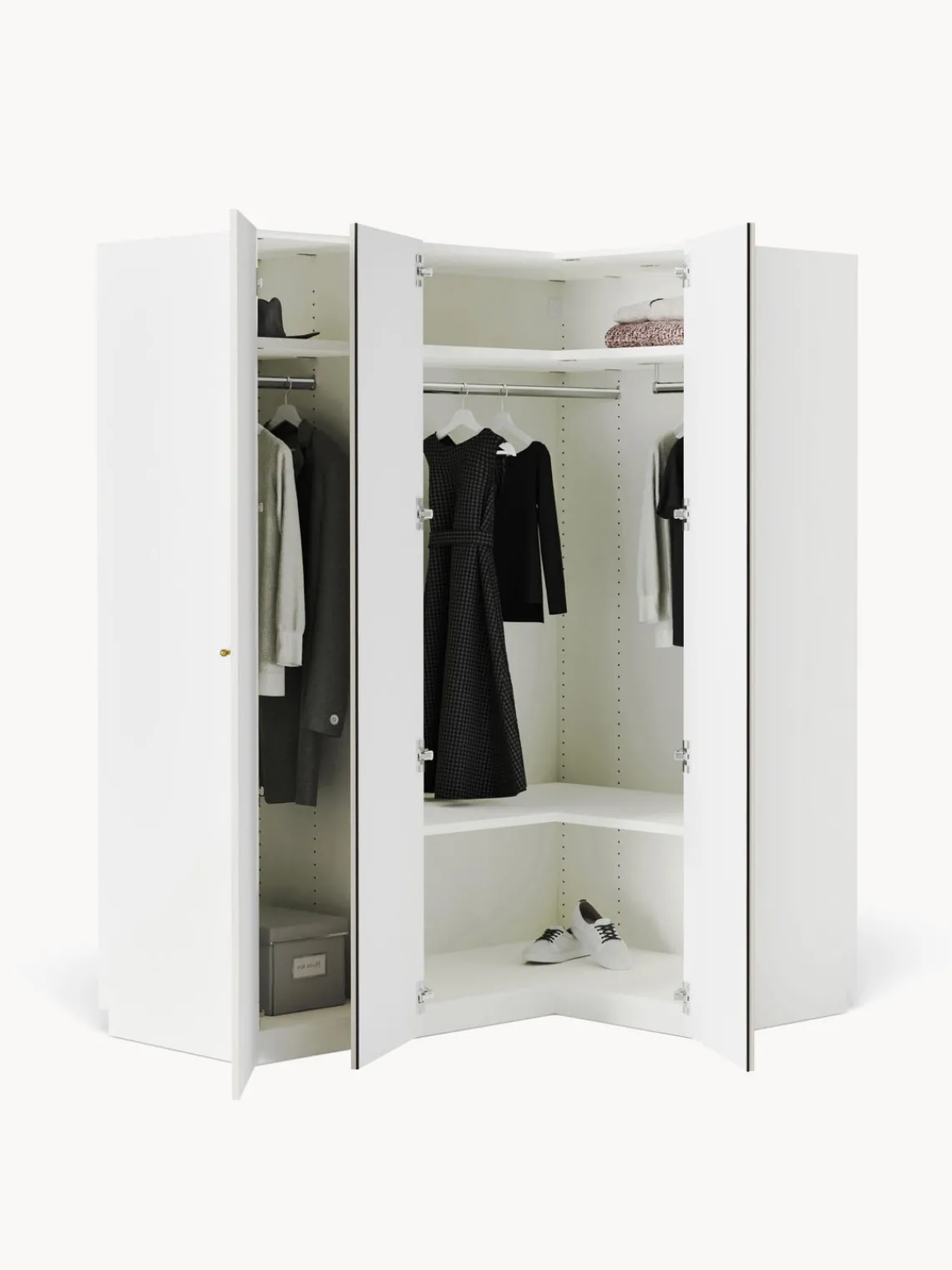 Clearance Armario esquinero modular Charlotte, 3 puertas (165 cm), diferentes variantes Armarios Esquineros|Armarios Modulares