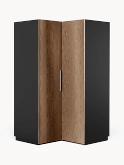 Armarios Esquineros|Armarios Modulares>Westwing Collection Armario esquinero modular Simone, 2 puertas (115 cm) Aspecto madera de nogal, negro