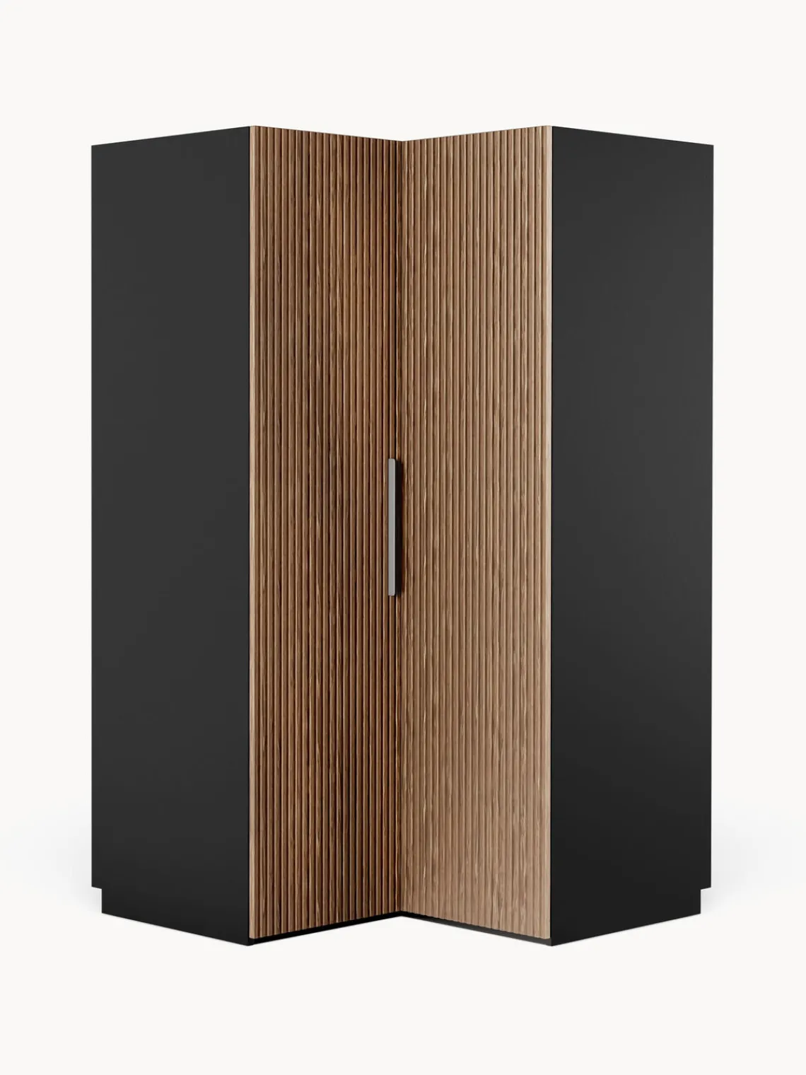 Armarios Esquineros|Armarios Modulares>Westwing Collection Armario esquinero modular Simone, 2 puertas (115 cm) Aspecto madera de nogal, negro