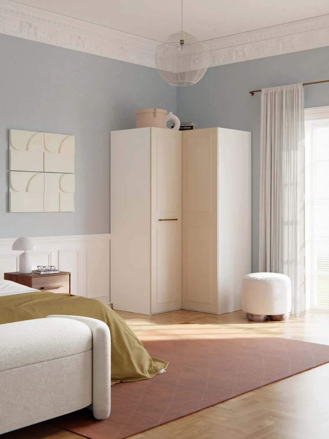 Armarios Esquineros|Armarios Modulares>Westwing Collection Armario esquinero modular Charlotte, 2 puertas (115 cm) Beige