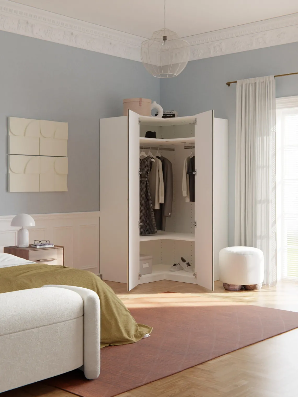 Armarios Esquineros|Armarios Modulares>Westwing Collection Armario esquinero modular Charlotte, 2 puertas (115 cm) Beige