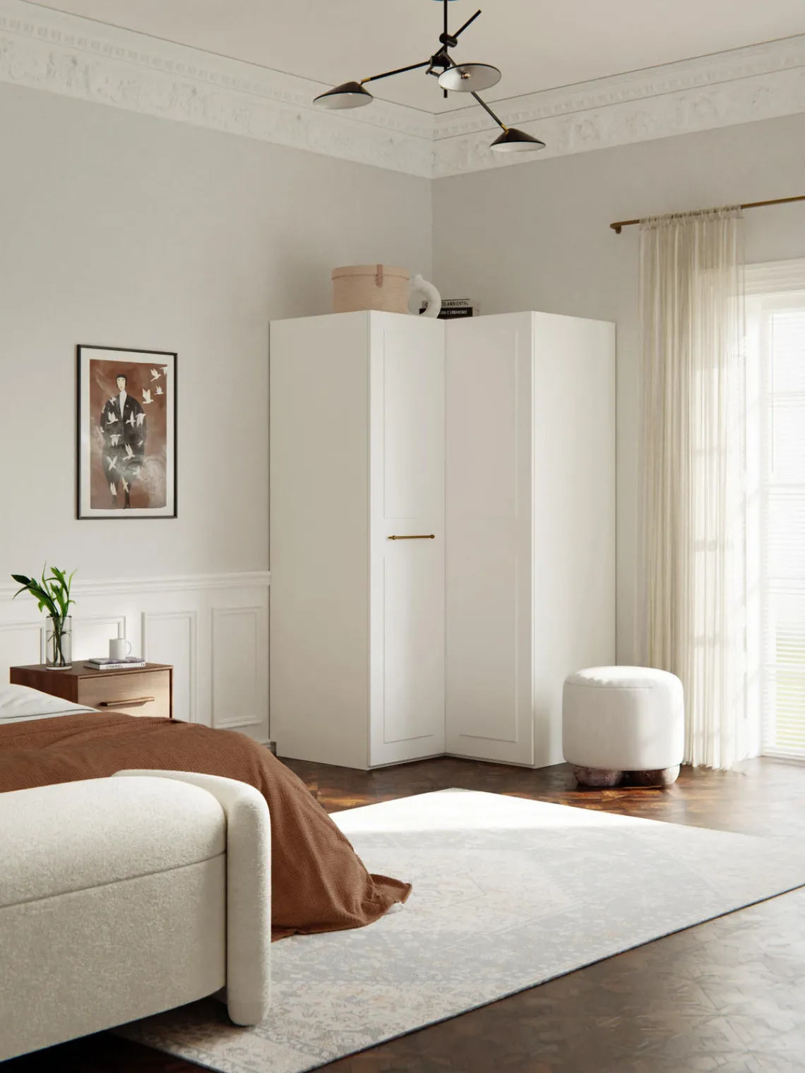 Armarios Esquineros|Armarios Modulares>Westwing Collection Armario esquinero modular Charlotte, 2 puertas (115 cm) Blanco