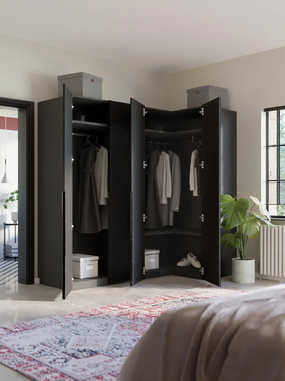 New Armario esquinero modular Leon, 4 puertas (215 cm), diferentes variantes Armarios Esquineros|Armarios Modulares